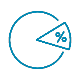 Simple graphic of a pie chart with a single highlighted slice